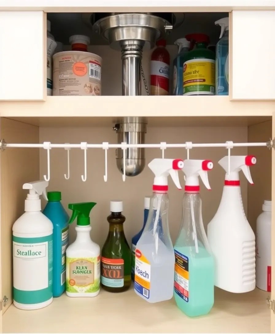 22 DIY Organization Hacks That Will Declutter Your Home (You’ll Be Shocked by #10!) - 1. Use Tension Rods for Under-Sink Storage