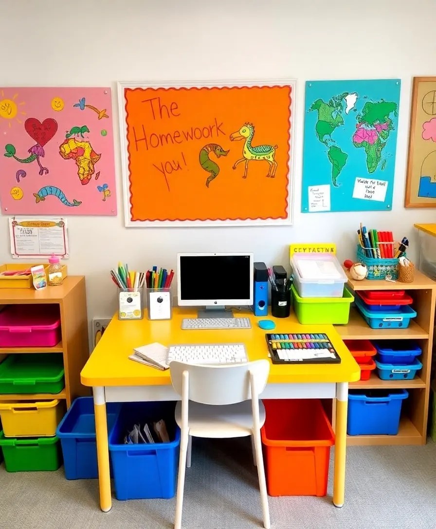 22 DIY Organization Hacks That Will Declutter Your Home (You’ll Be Shocked by #10!) - 20. Create a Homework Station for Kids